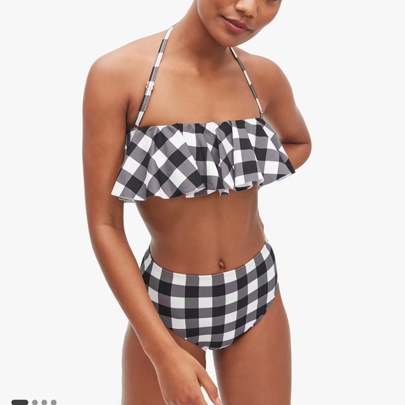 kate spade Other - Black & White Shoreside Plaid Ruffle Bandeau Top W/ High Waist Matching Bottoms